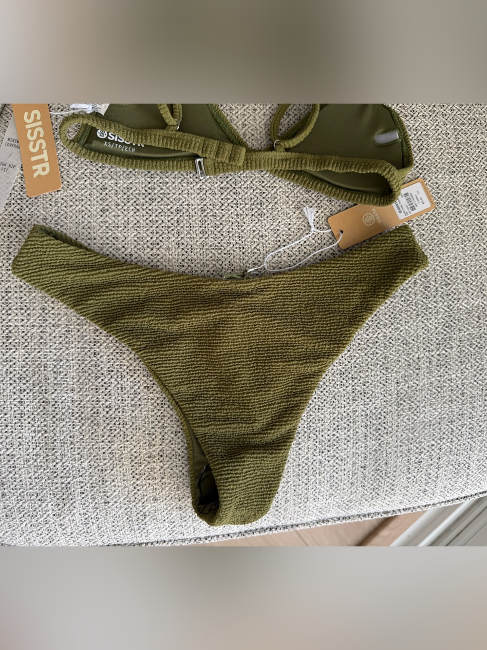 Bikini - Green Ribbed Bikini Set - Picture 9 of 13